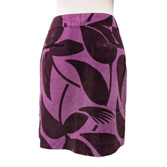 Boden Womens Size 8R Purple Velvet Tulips Pattern Pockets A-Line Mini Skirt Flaw - Picture 3 of 8